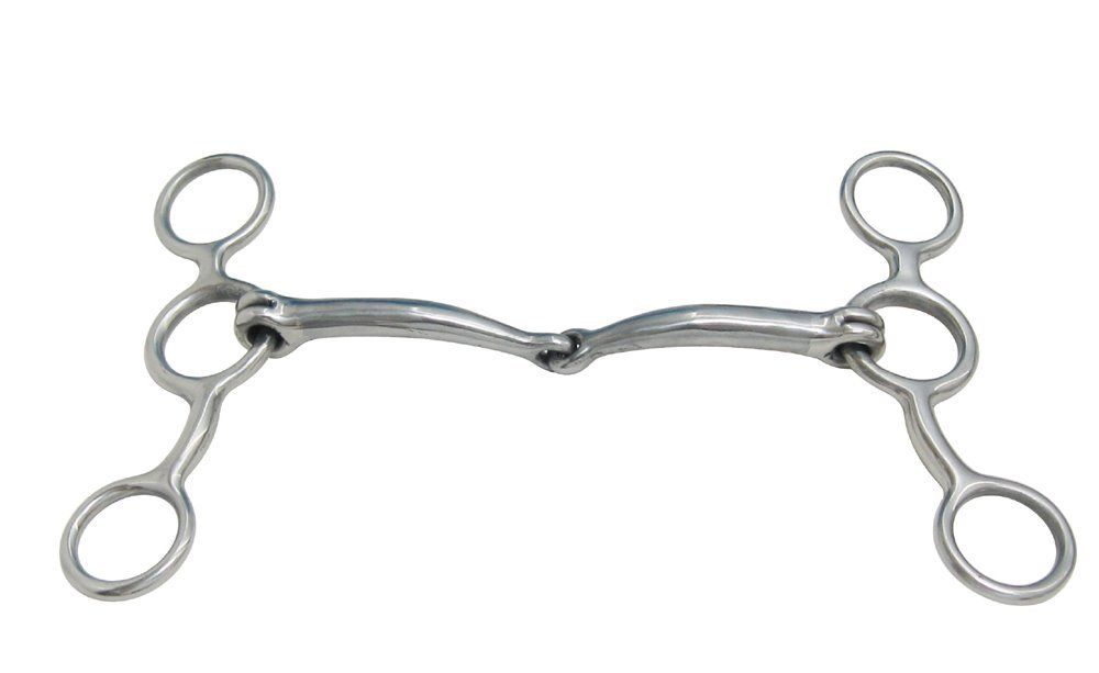 AJ Tack Stainless Steel Jr. Cowhorse Smooth Snaffle Gag Bit - 5 1/4" Cheek