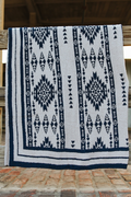 Lucky & Blessed Ivory Blue Aztec Printed Polyester Microfiber Blanket ( 50in x 60in)