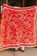 Lucky & Blessed Red Boot Stitch Printed Polyester Microfiber Blanket (50in x 60in)