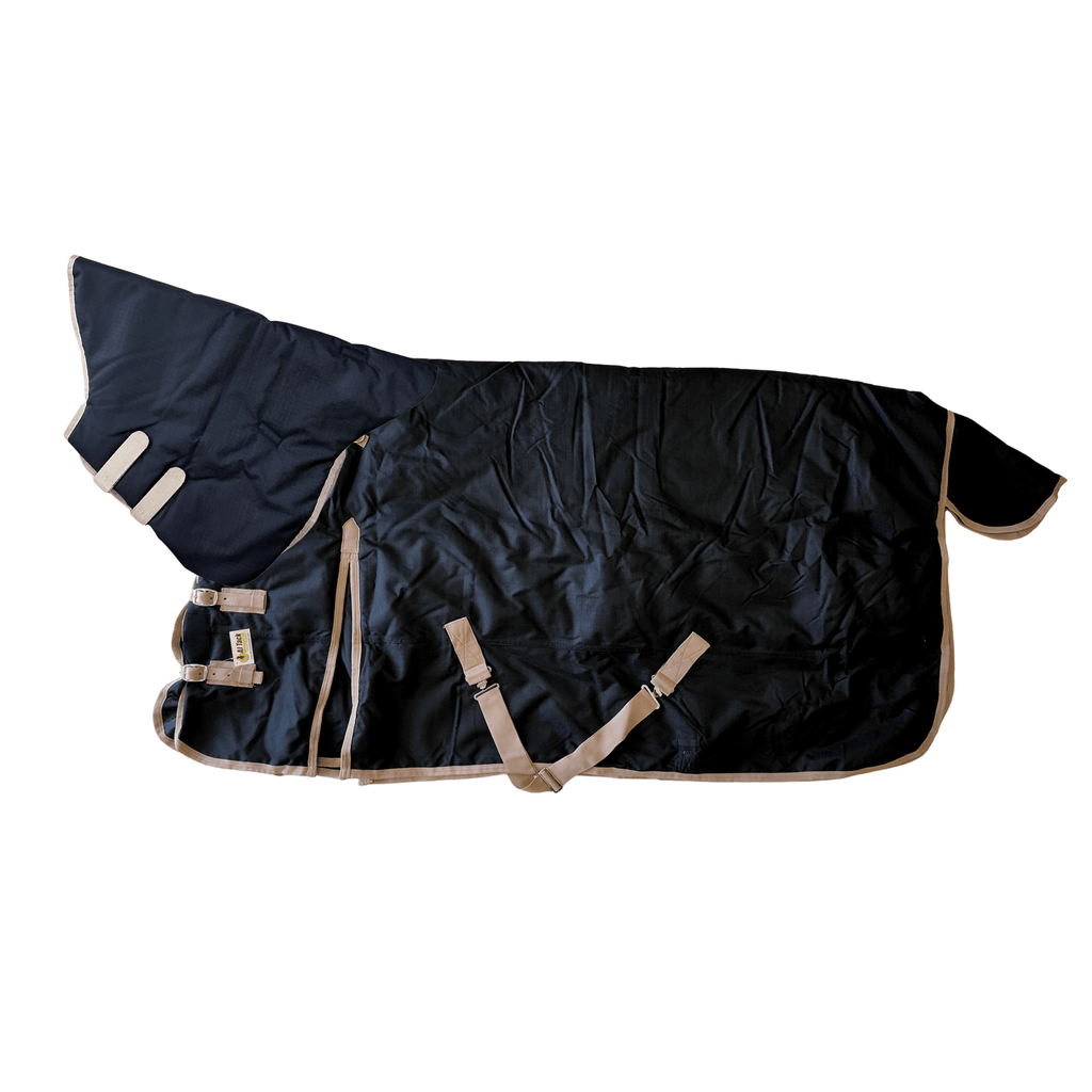 AJ Tack 1200D Waterproof Turnout Horse Blanket with Neck Rug - Black
