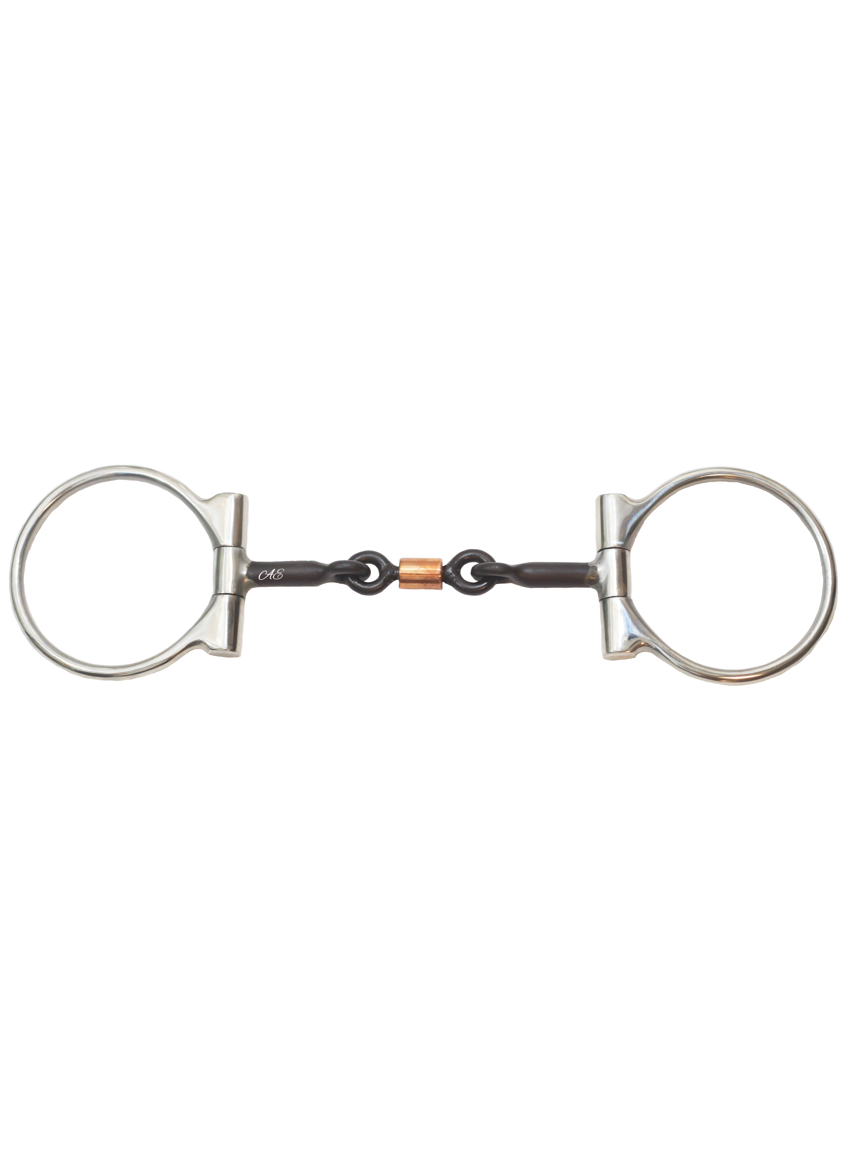 "Signature" Dogbone Roller Sweet Iron Dee Snaffle Bit w/Copper Inlay