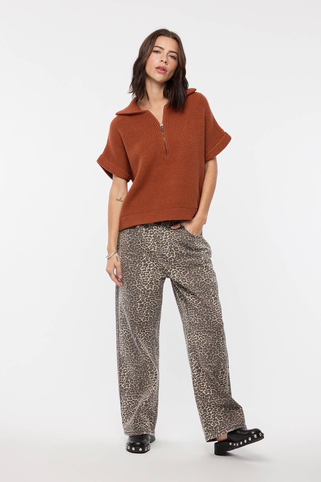 Half-Zip Sweater - Rust