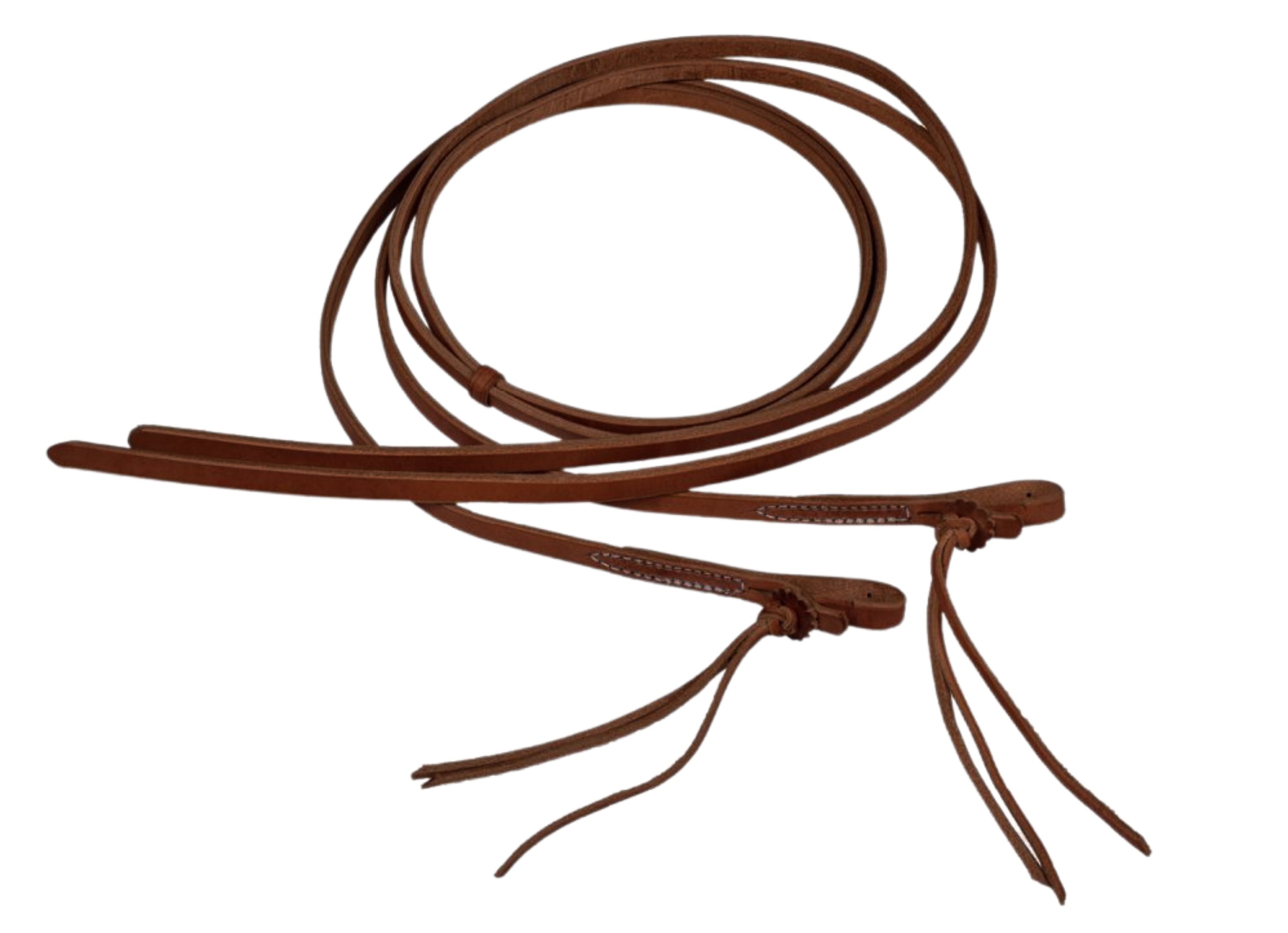 AJ Tack Oiled Harness Leather Rattlesnake Split Reins - 5/8in x 8ft