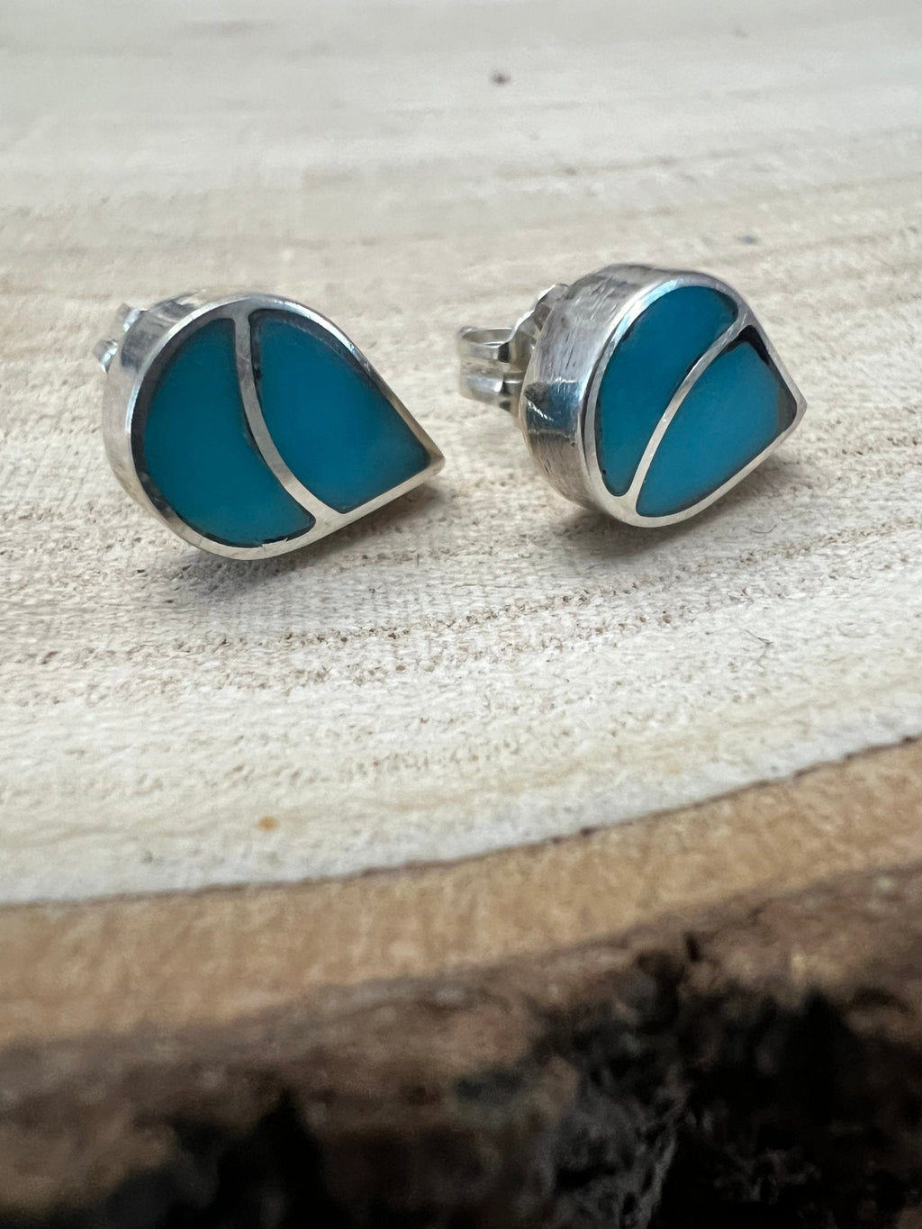 Lynette Johnson Inlay Turquoise and Sterling Silver Post Earrings