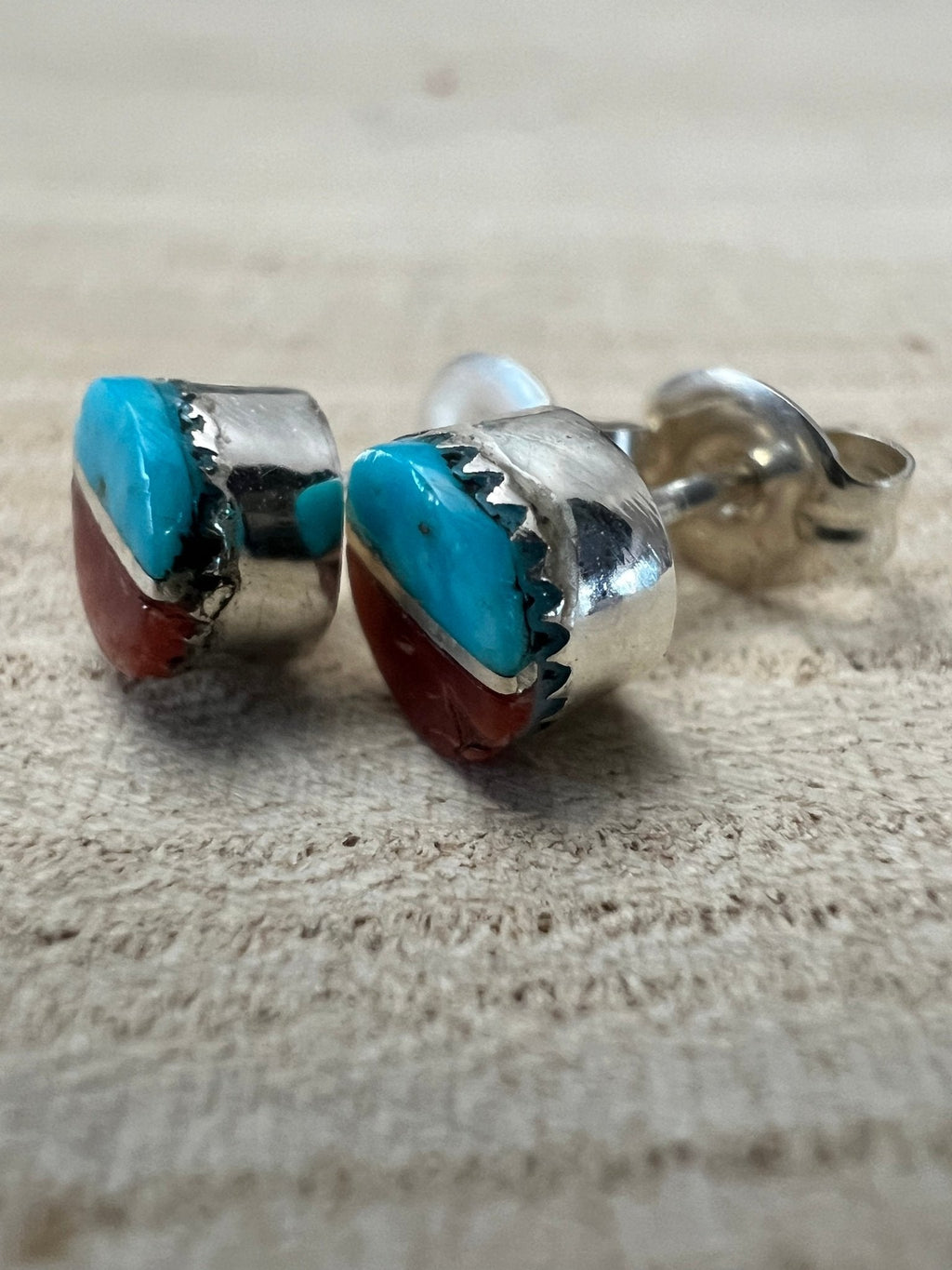 Rowena Laweka Turquoise and Coral Post Earrings