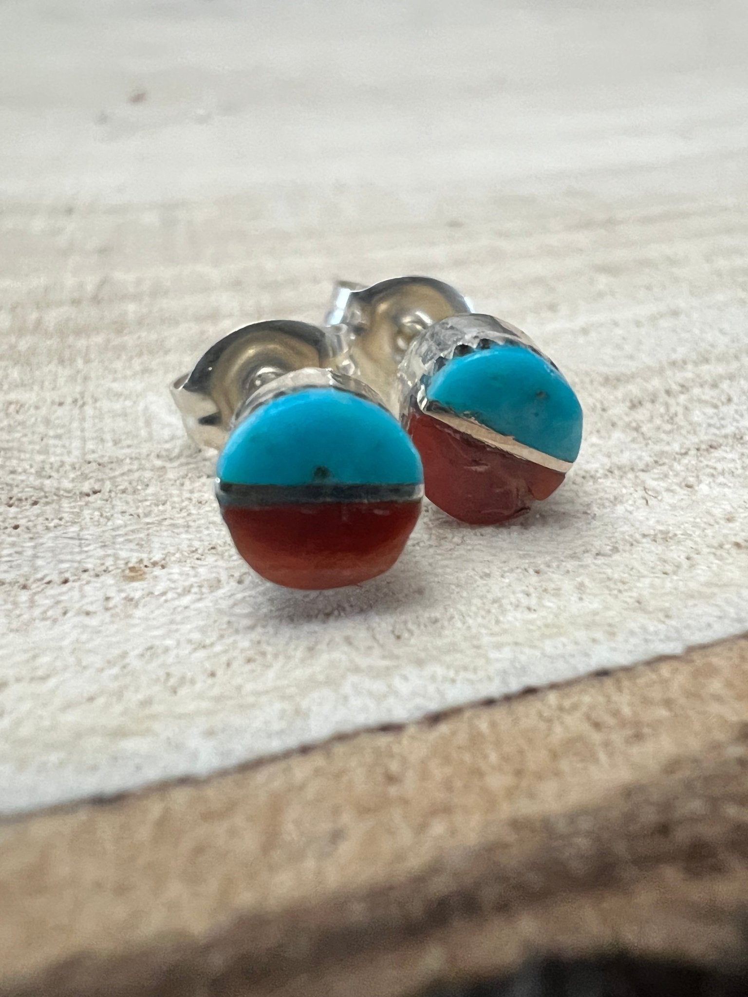 Rowena Laweka Turquoise and Coral Post Earrings