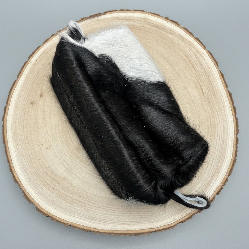 Toiletry Bag - Black and White Hair on Hide