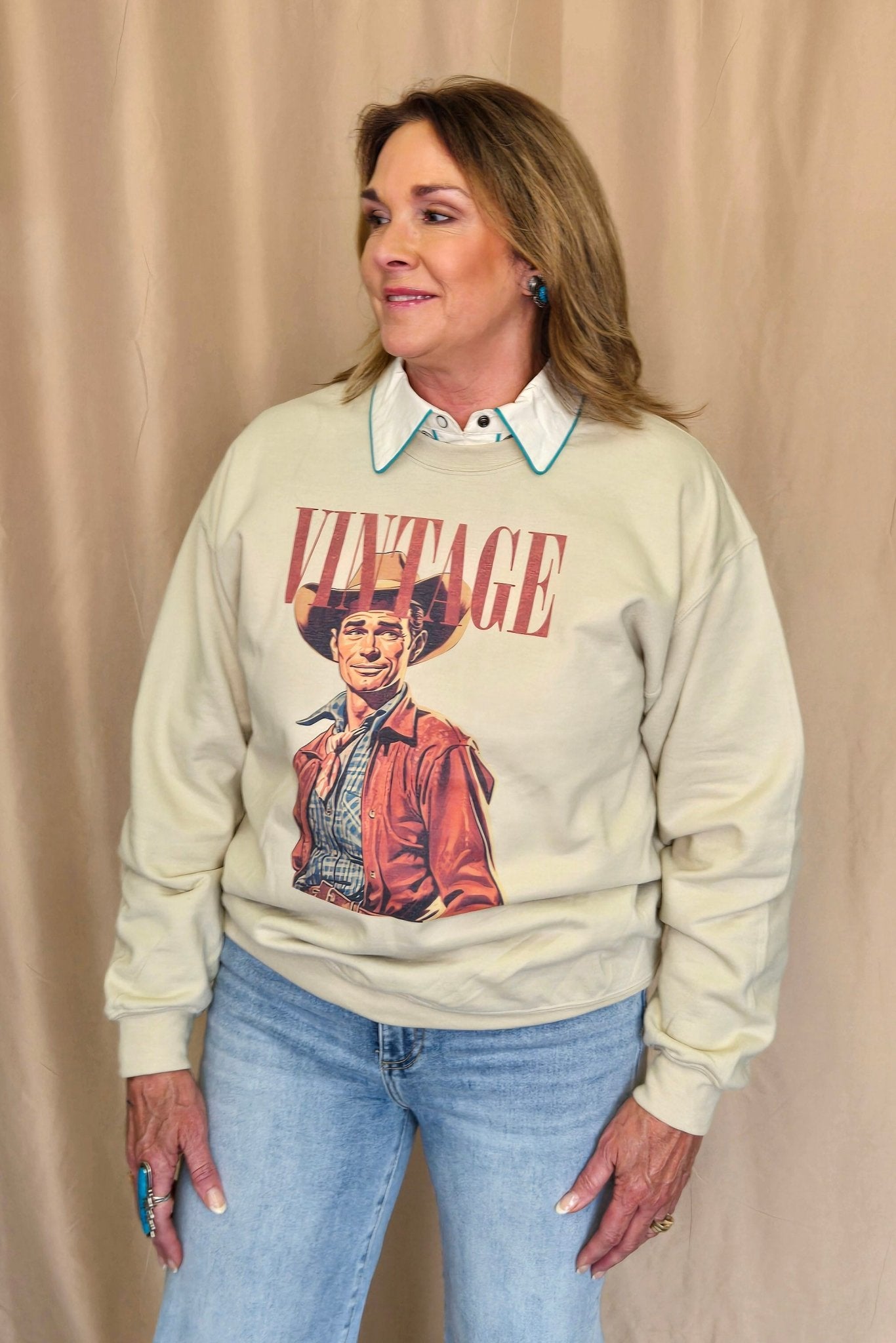 Vintage Cowboy Crewneck Sweatshirt - small remains