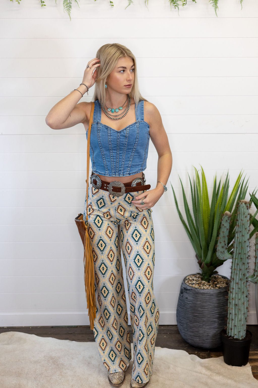 Washed Denim Bustier Top