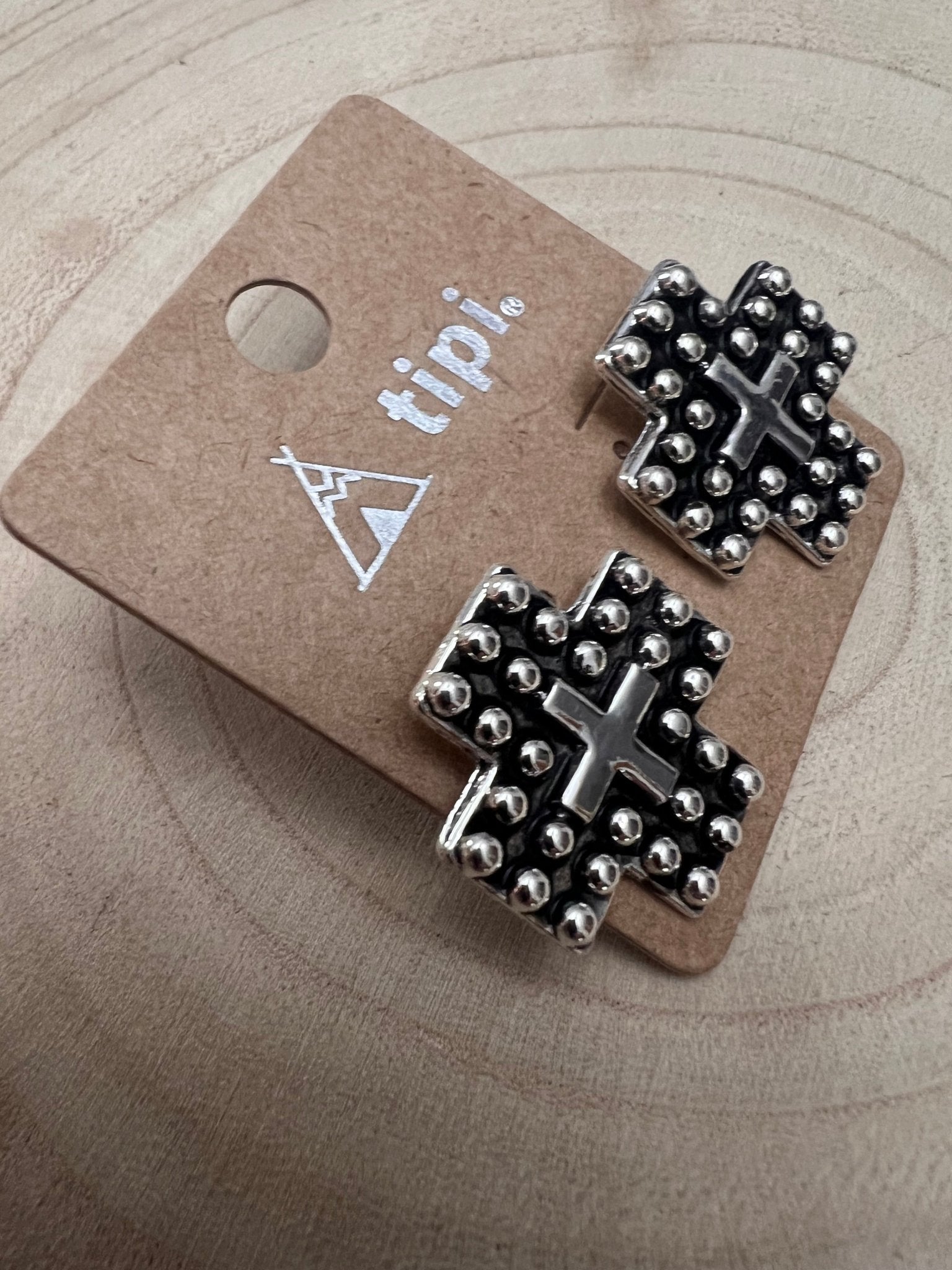 Western Cross Metal Stud Earrings
