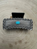 Western Faux Turquoise and Silver Claw Clip