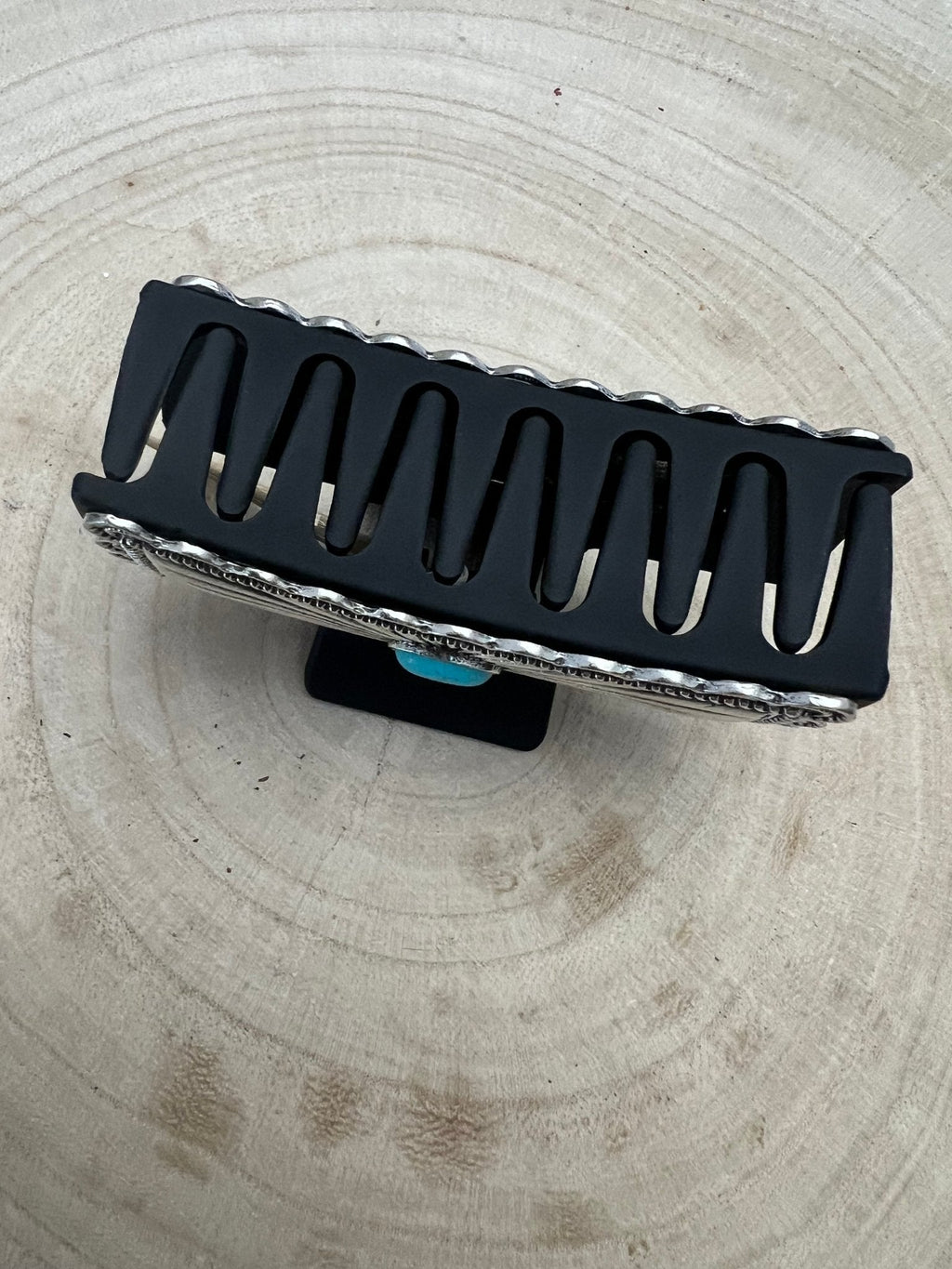 Western Faux Turquoise and Silver Claw Clip