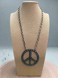 Western Faux Turquoise Peace Necklace - 22 inch