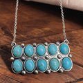 Western Rectangle Faux Turquoise Pendant Necklace - 18 inch