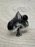 Western Spade Adjustable Cuff Ring with Faux Onyx